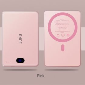 Adaptable To The Whole Scene With Magnetic Wireless Power Bank, A Savior For Travel And Office, Magnetic Charging In Seconds, Portable, Small And (Color: Pink)