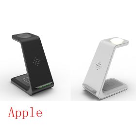 3 In 1 Fast Charging Station Wireless Charger Stand Wireless Quick Charge Dock For Phone Holder (Option: 1Black 1White-Apple)