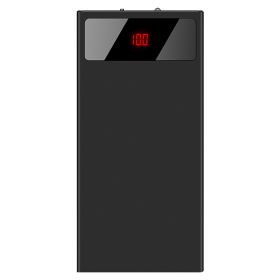 1Pc 20000mAh Power Bank Ultra-thin Phone Charger Dual USB Port Flashlight Battery Remain Display (Color: Black)