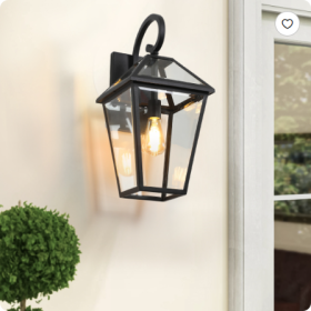 211-Pack Outdoor Wall Lantern Light  Modern Black Metal & Clear Glass Sconce For Porch, Patio, And Garden Lighting Bulb Not Included (Option: Black-BlackAluminium)