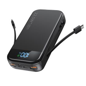 Comes With A 2-wire Digital Display Super Fast Charging Power Bank (Color: Black)